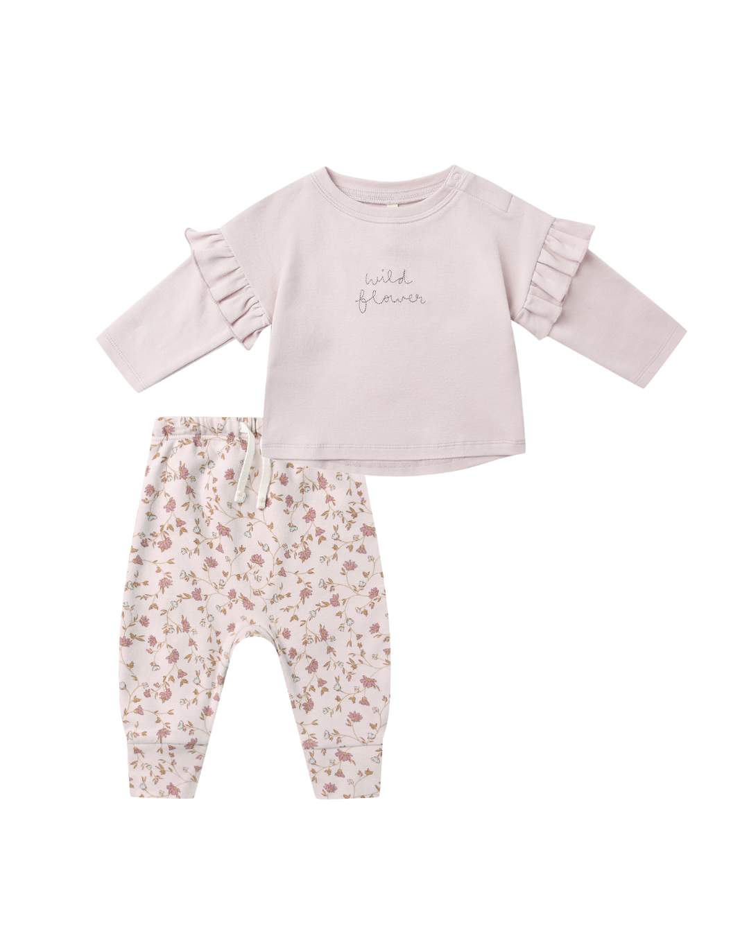 Long-sleeved ruffled top || wildflower+ Drawstring Pant Garden