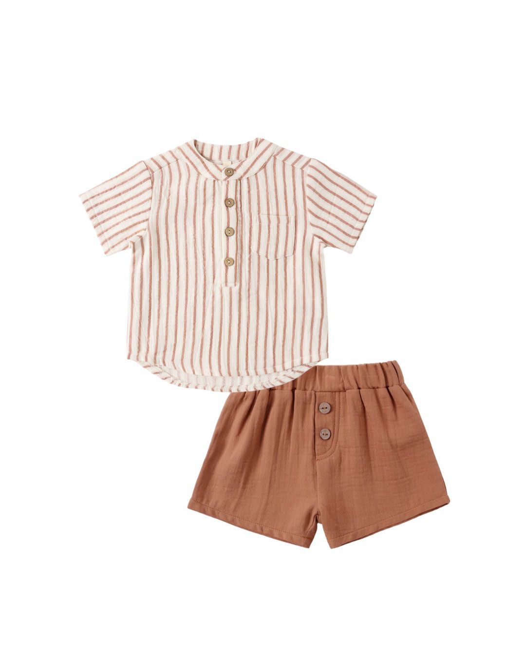 JAXSON SHIRT || VINTAGE STRIPE WOVEN SHORT || POPPY