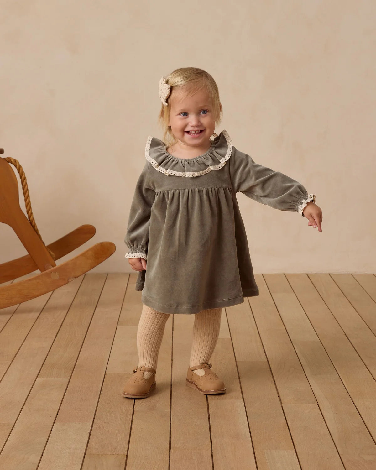 Velvet dress for baby || Forest