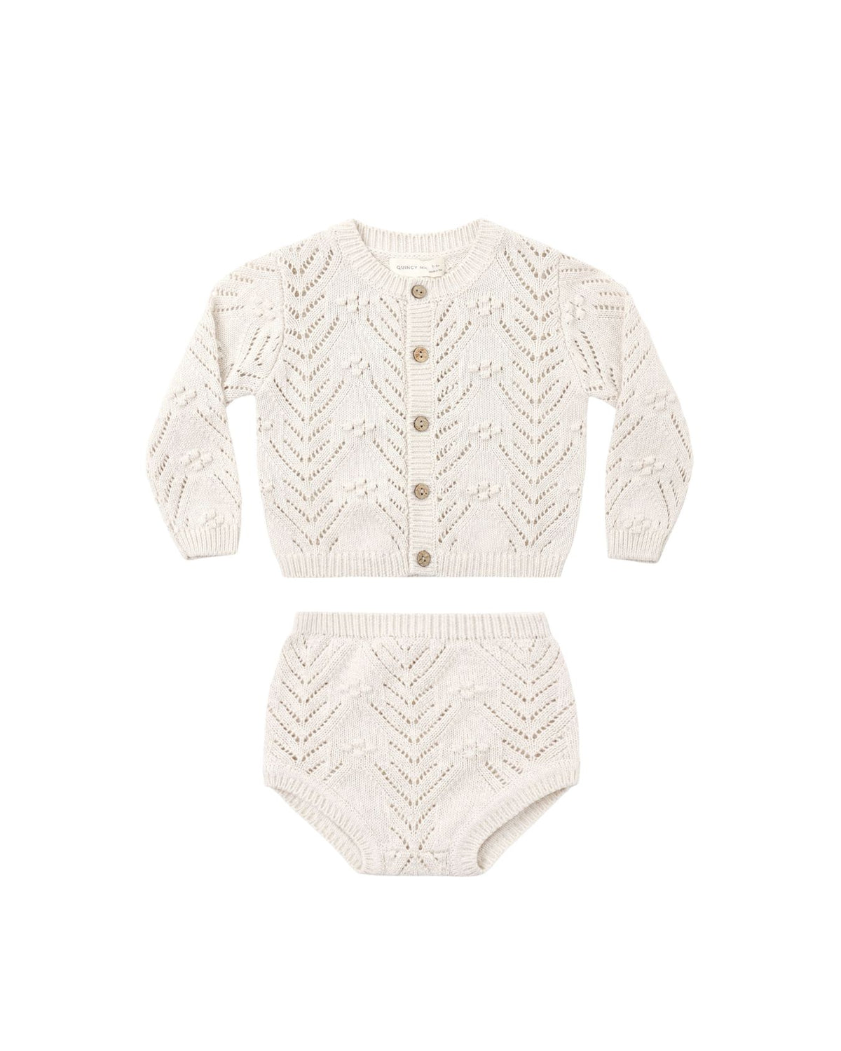 SCALLOPED CARDIGAN NATURAL SET