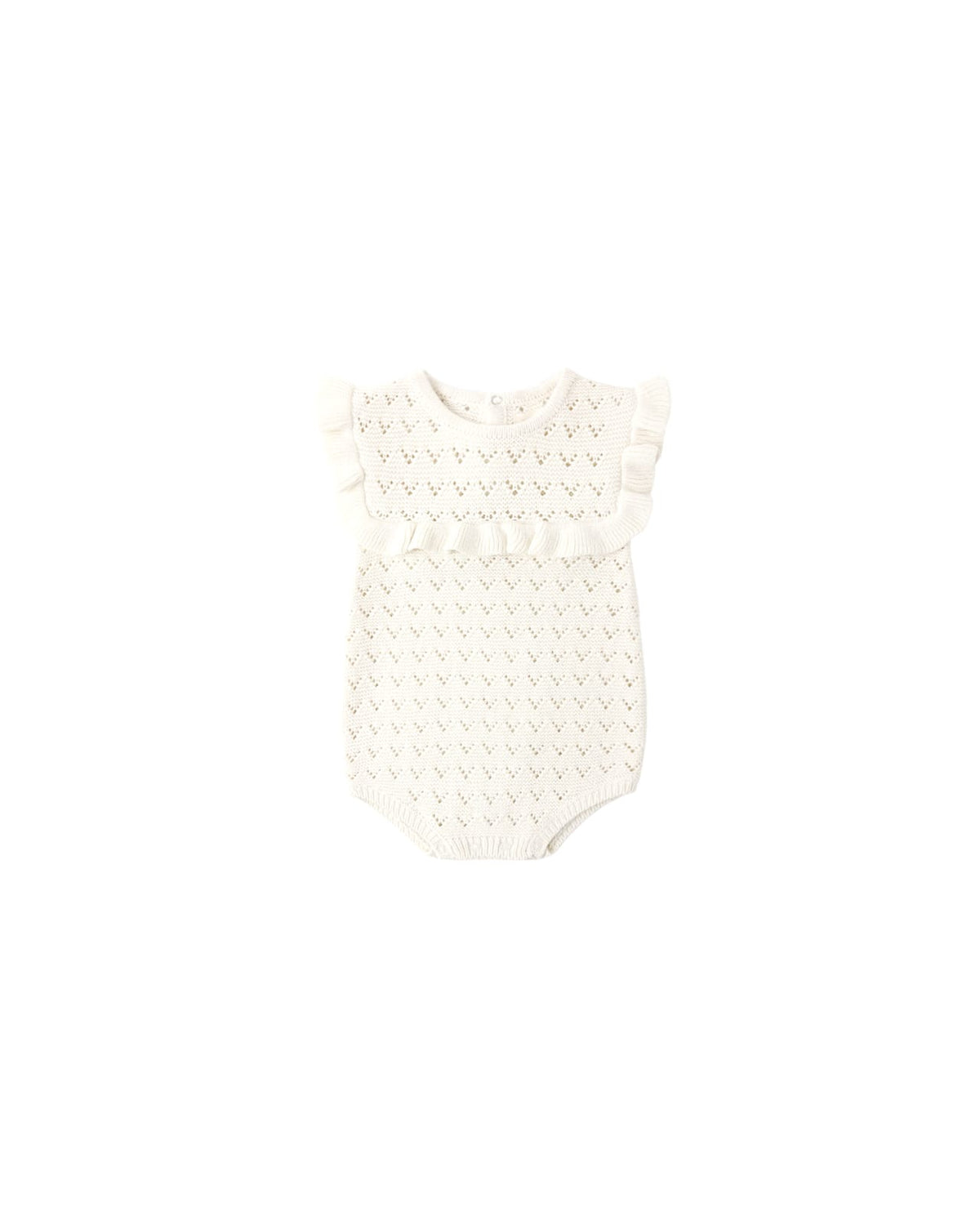 POINTELLE RUFFLE ROMPER || NATURAL