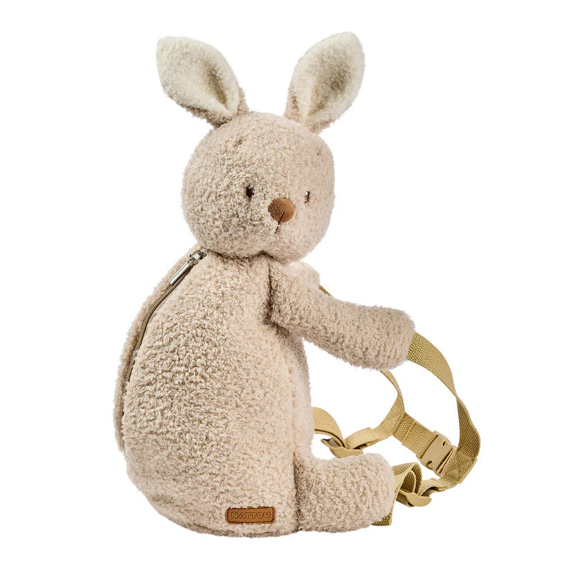TEDDY Plush Backpack – 30 cm – Toddler School Bag – Soft Bunny Backpack – Ecru