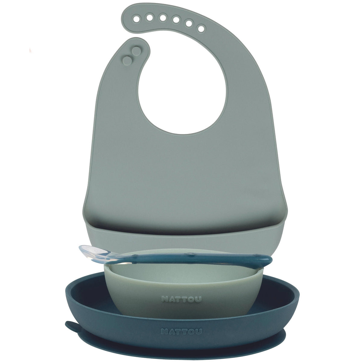 Silicone Tableware Set with Bib set of 4 Pieces