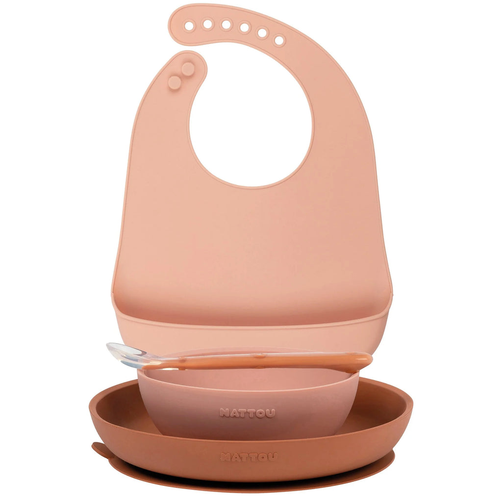 Silicone Tableware Set with Bib set of 4 Pieces
