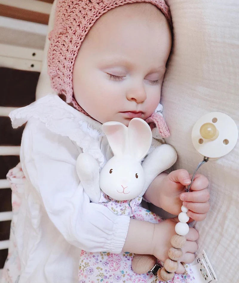 Havah the Bunny Lovey with Organic Natural Rubber Head