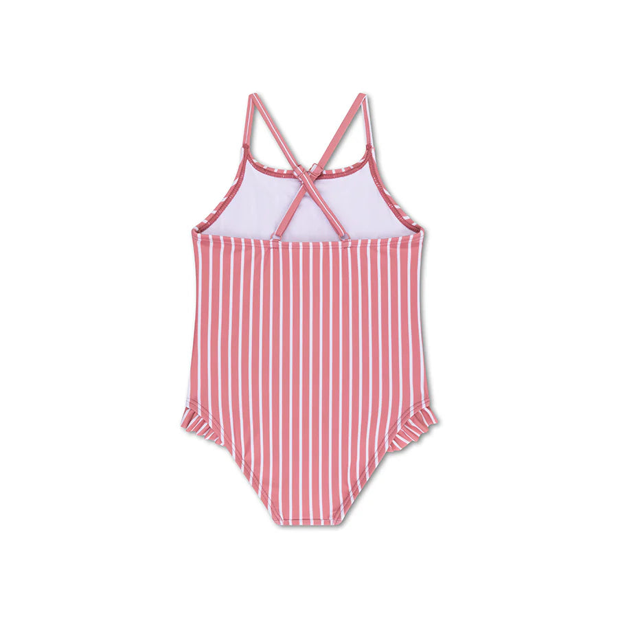 Daisy flower | Red/White Striped Girls Swimsuit