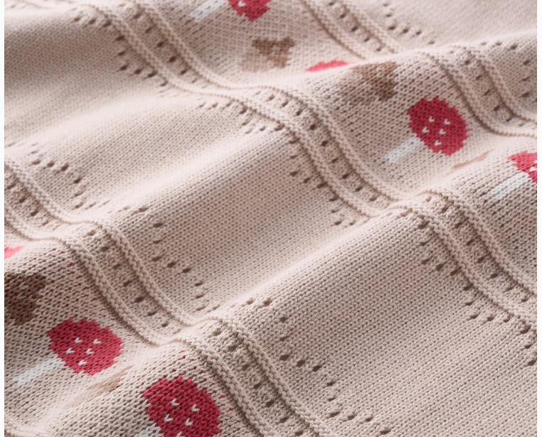 Mushroom Fairisle Knit Baby Blanket
