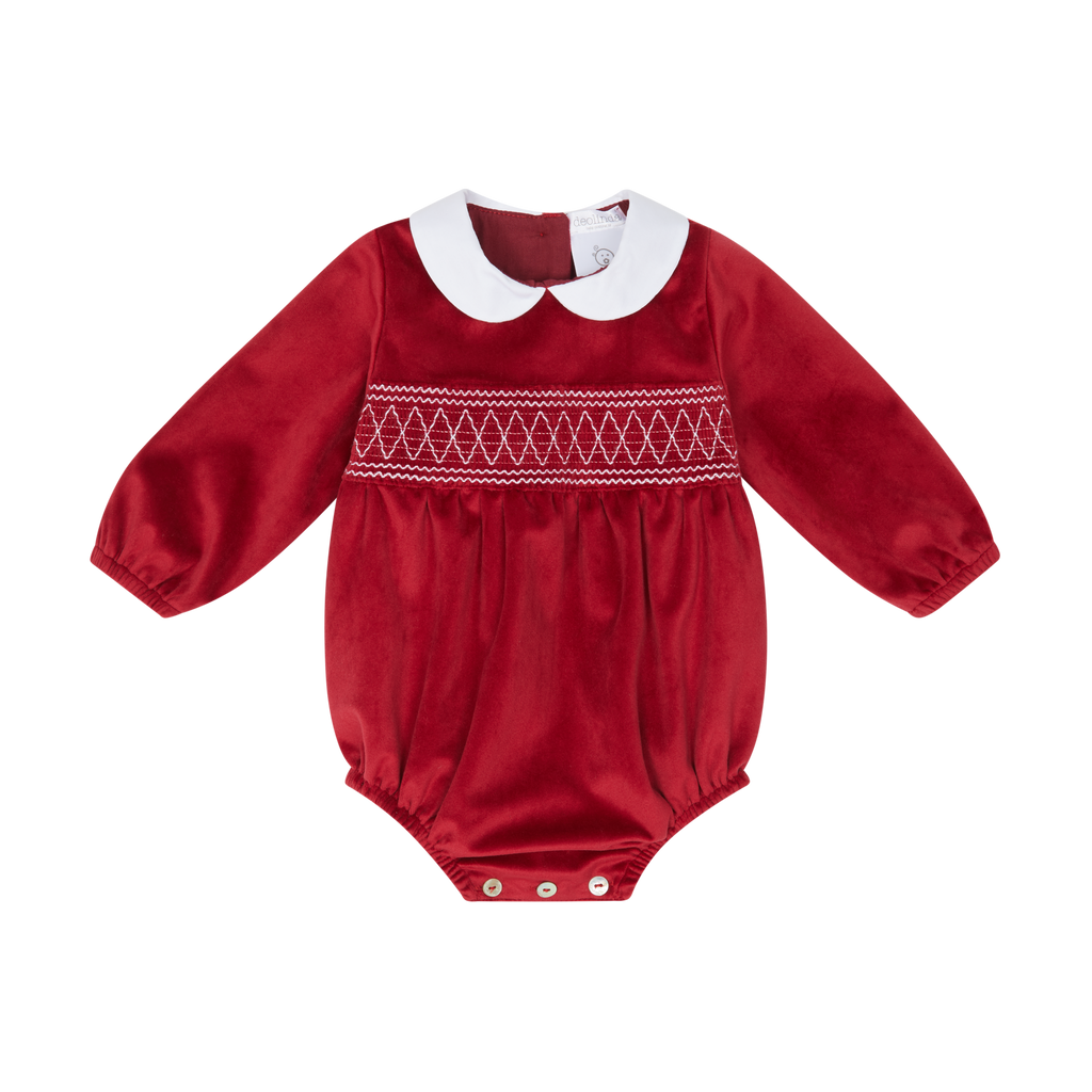 Leopold Velvet Smocked Romper