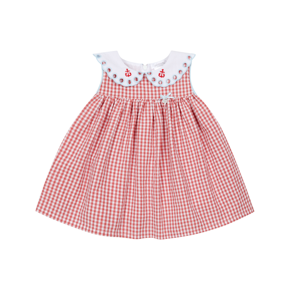 Red Gingham Anchor Collar Summer Dress