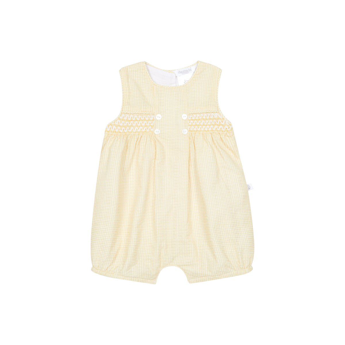 Yellow Gingham Smocked Romper