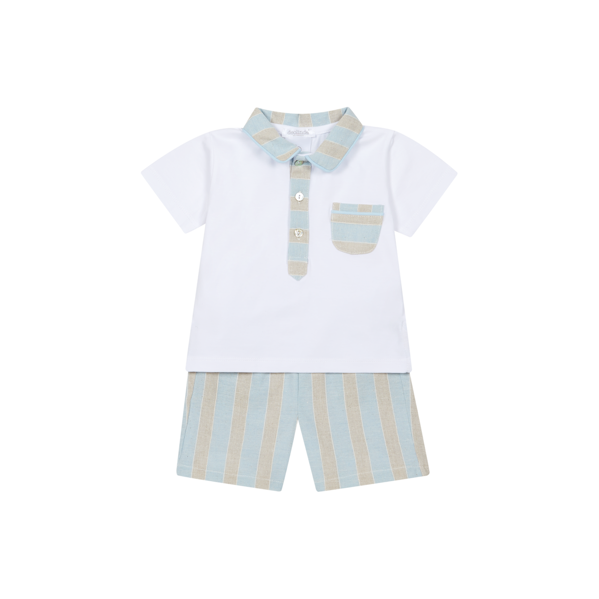 Polo & Stripe Shorts Set