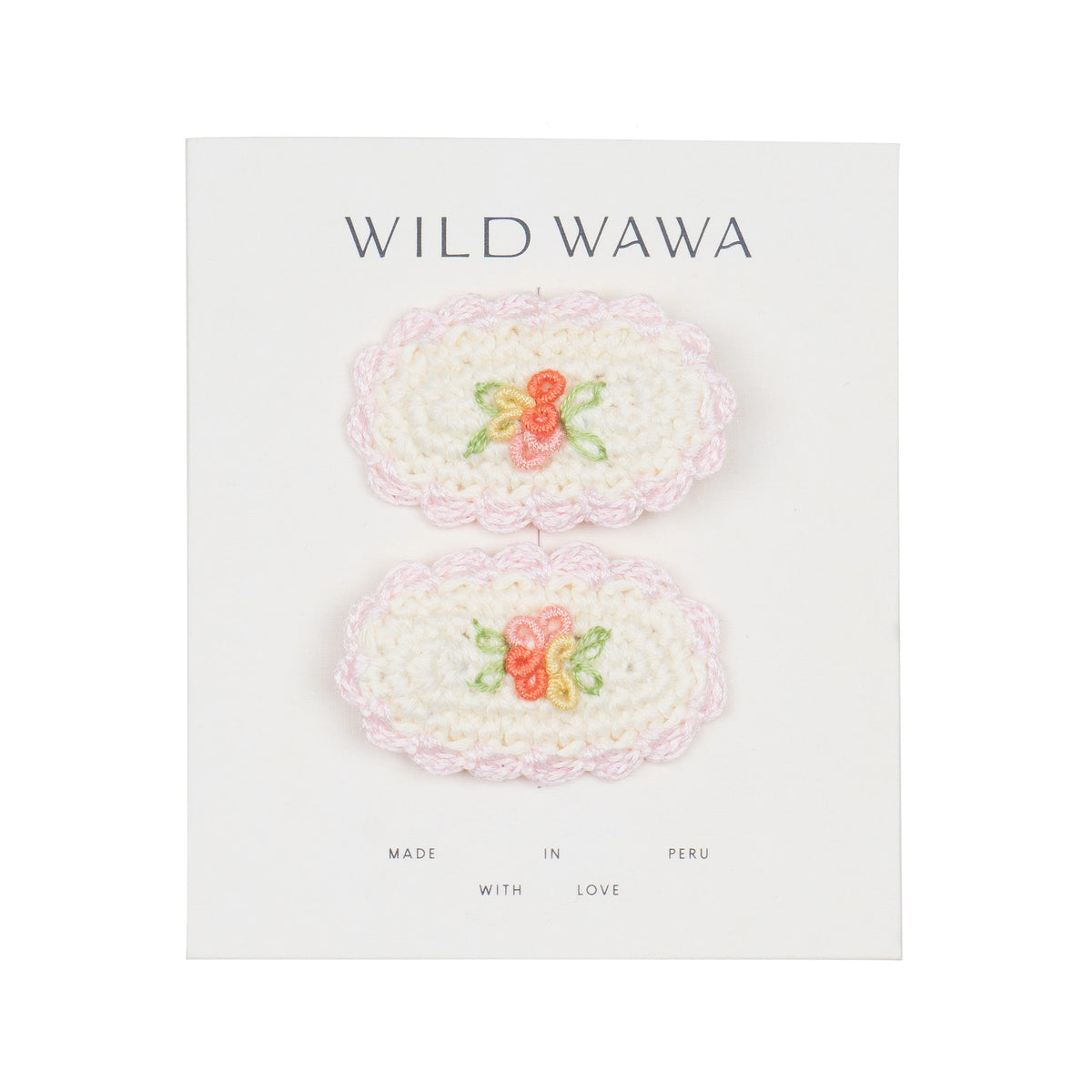 Crochet Clip Set- Ivory/Pink