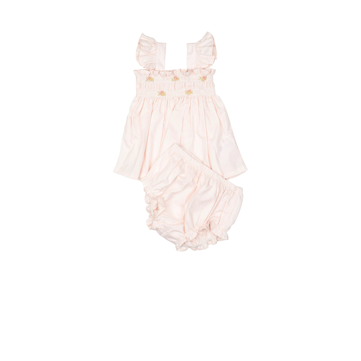 Embroidered Flutter Set in Pink