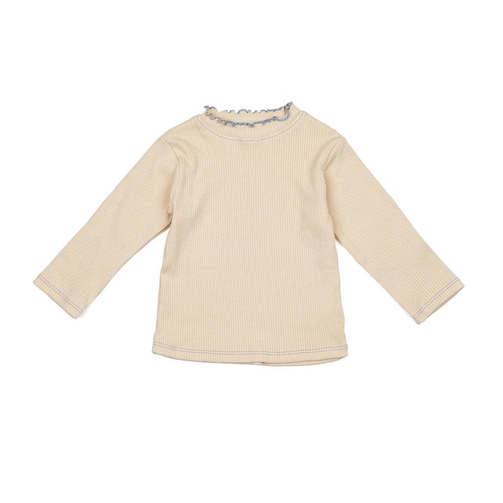 Ribbed Turtleneck - Natural/Denim