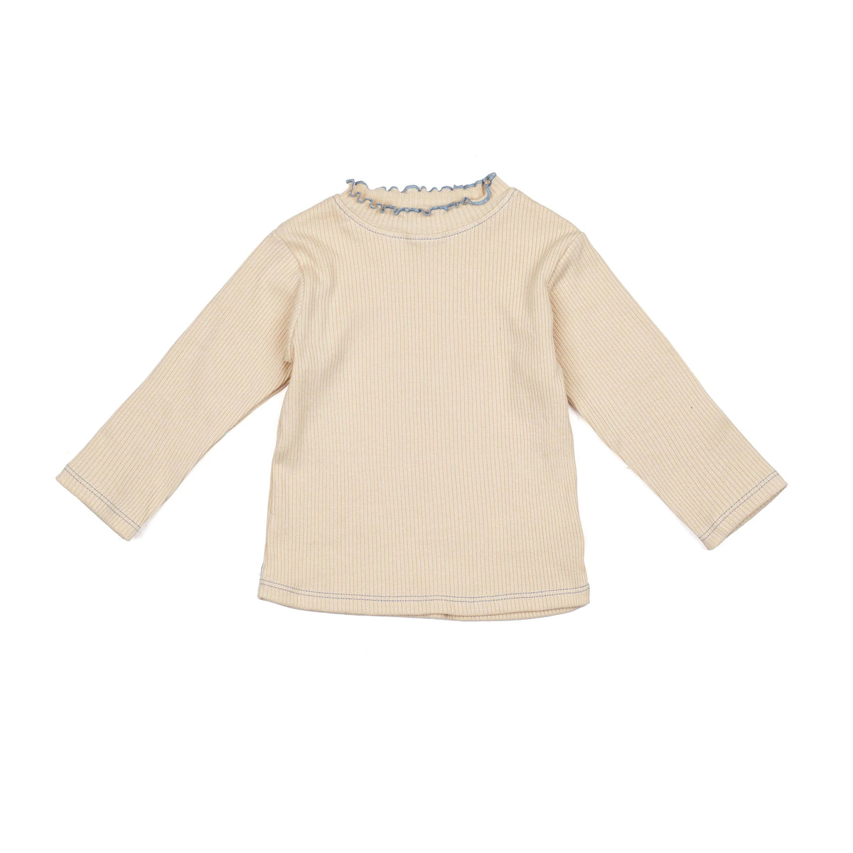 Ribbed Turtleneck - Natural/Denim