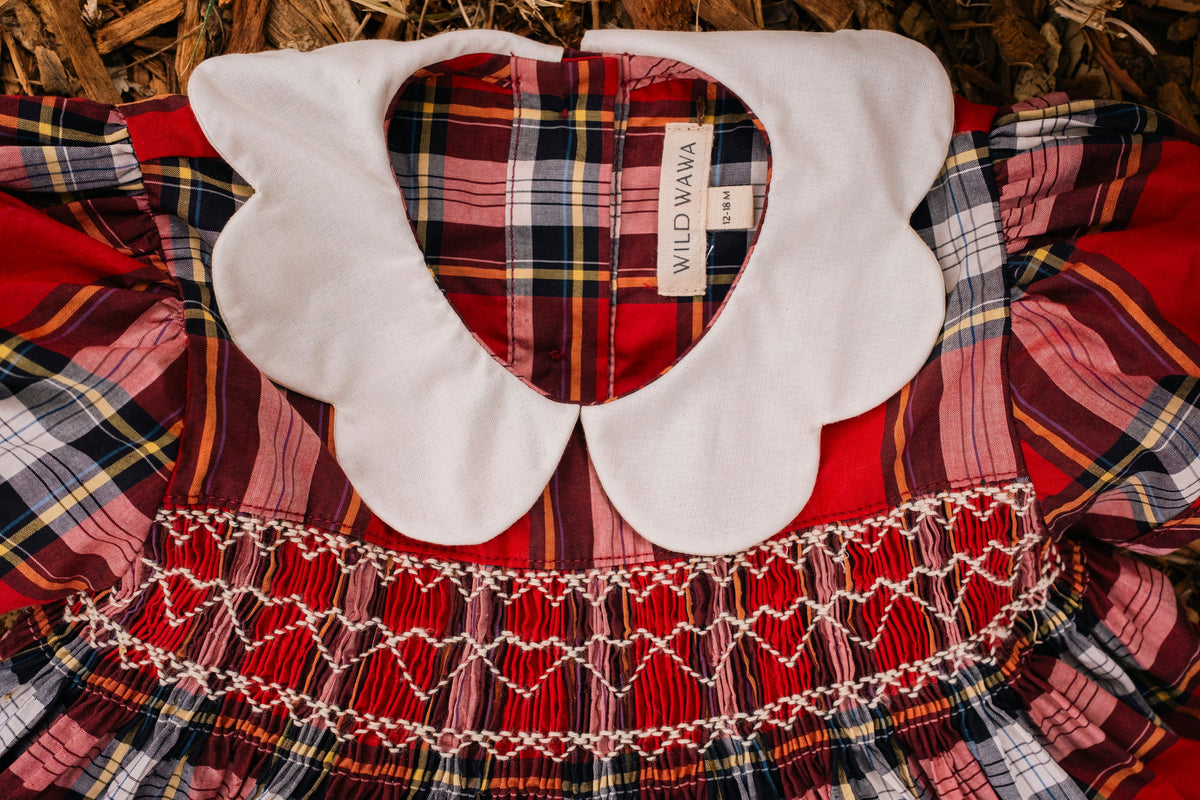 Scallop Two Piece Set - Tartan Red
