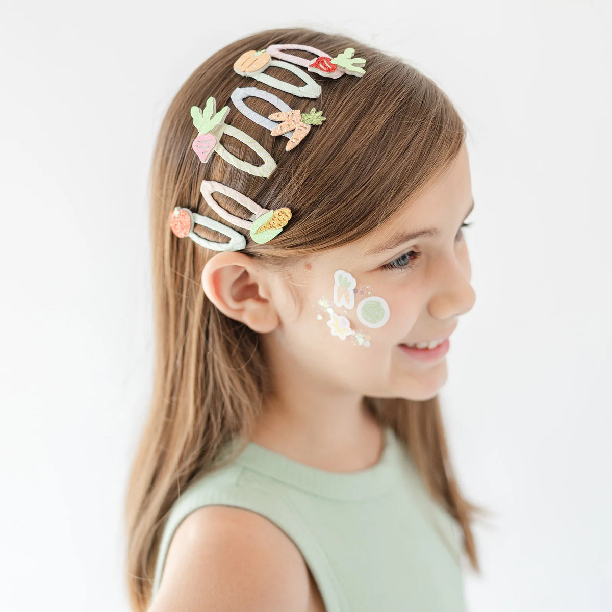 Bunnies In The Garden Vegetable Hair Clip Set