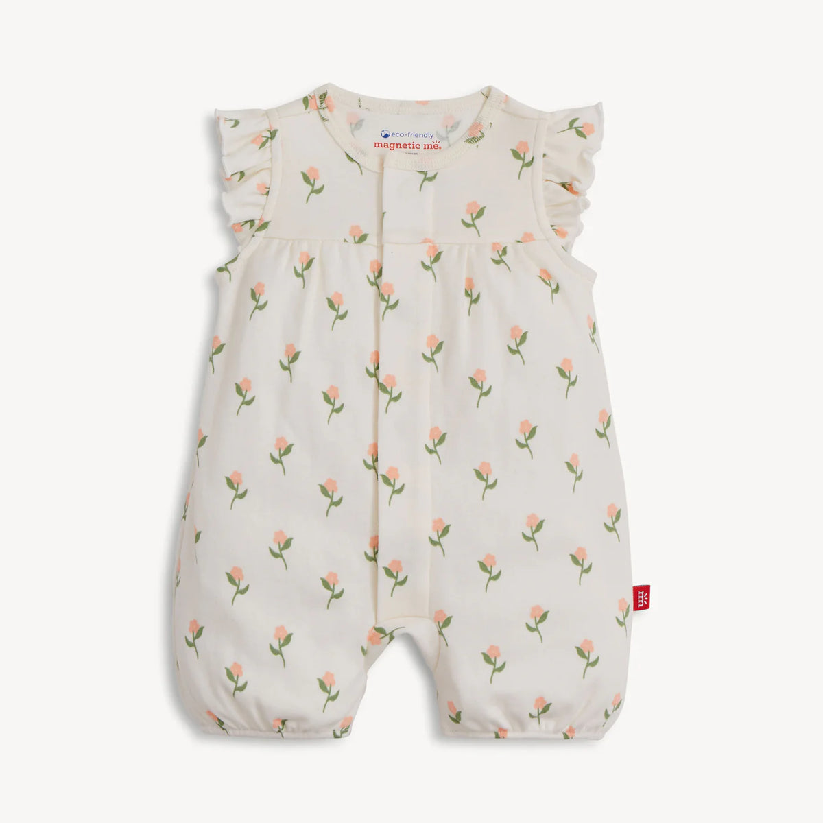 FLORAL CHICKEN TENDER ORG COT MAGNETIC ROMPER