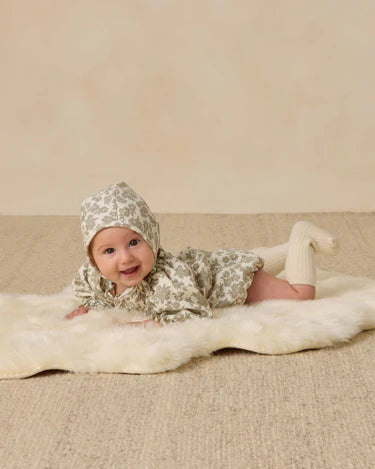 Woven Baby Bonnet || Green Floral