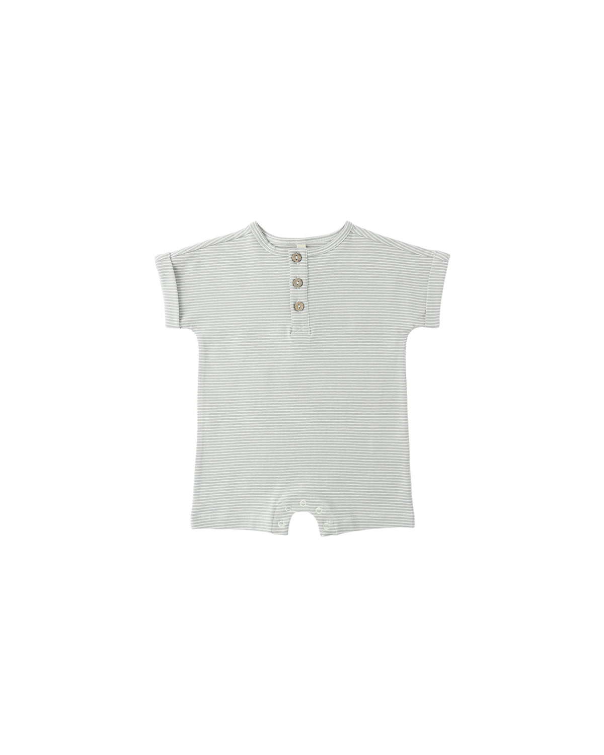 SHORT SLEEVE ONE-PIECE || SAGE MICRO STRIPE