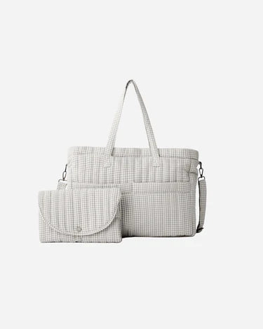 DIAPER BAG + CHANGING MAT || SAGE GINGHAM