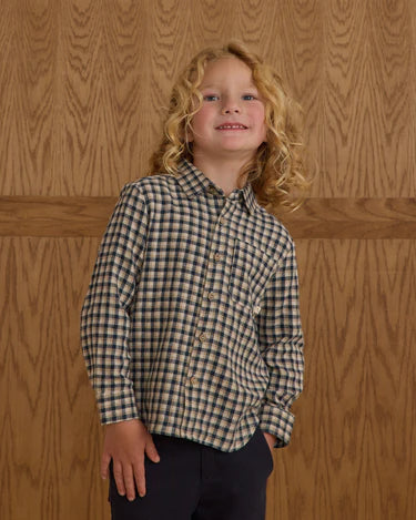 Collared Long Sleeve Shirt || Navy Check