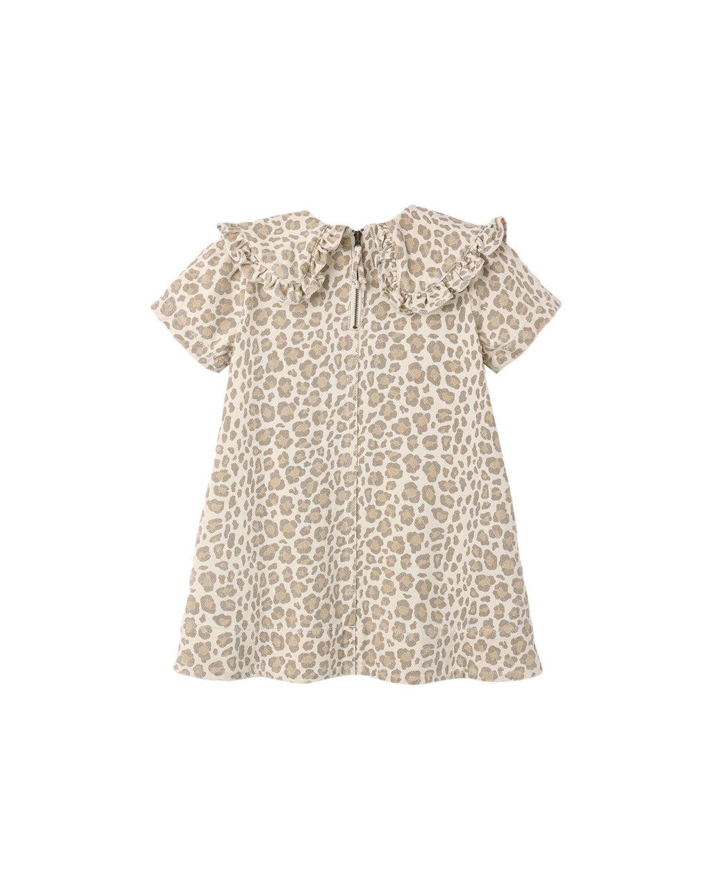Collared Denim Mini Dress Leopard