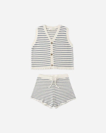 KNIT VEST SET || MARINE STRIPE