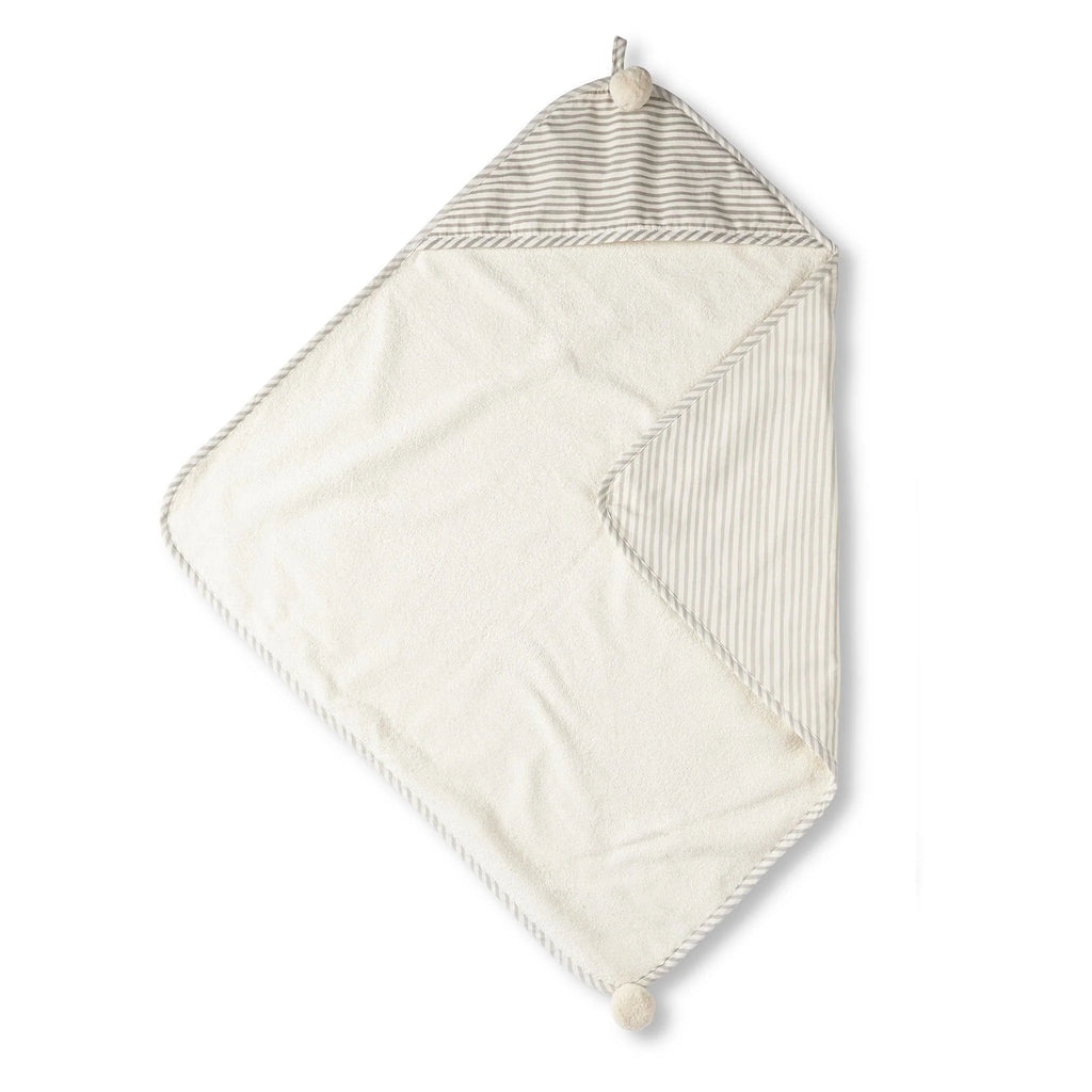 Striped Hooded Towel Stripes Away Pebble Grey