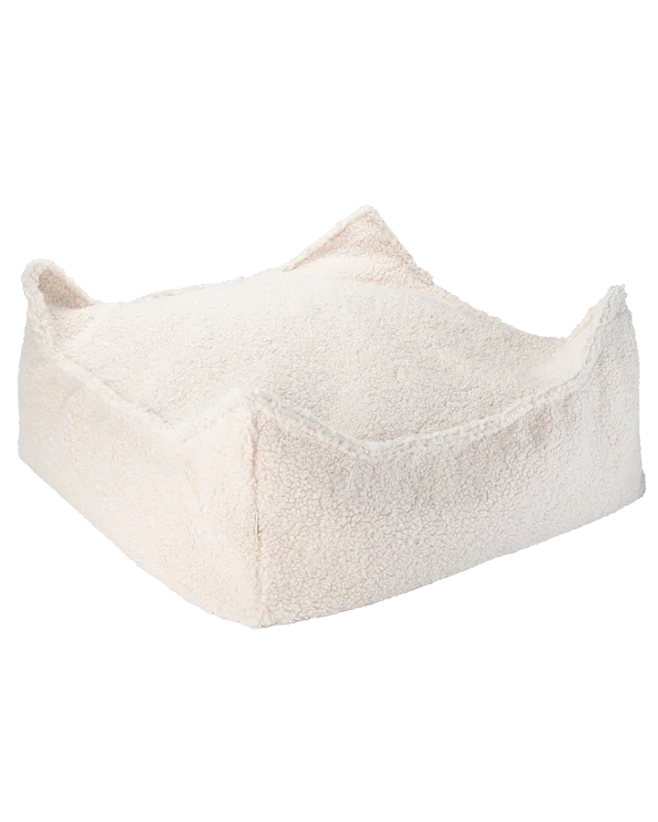 Cream White Square Ottoman
