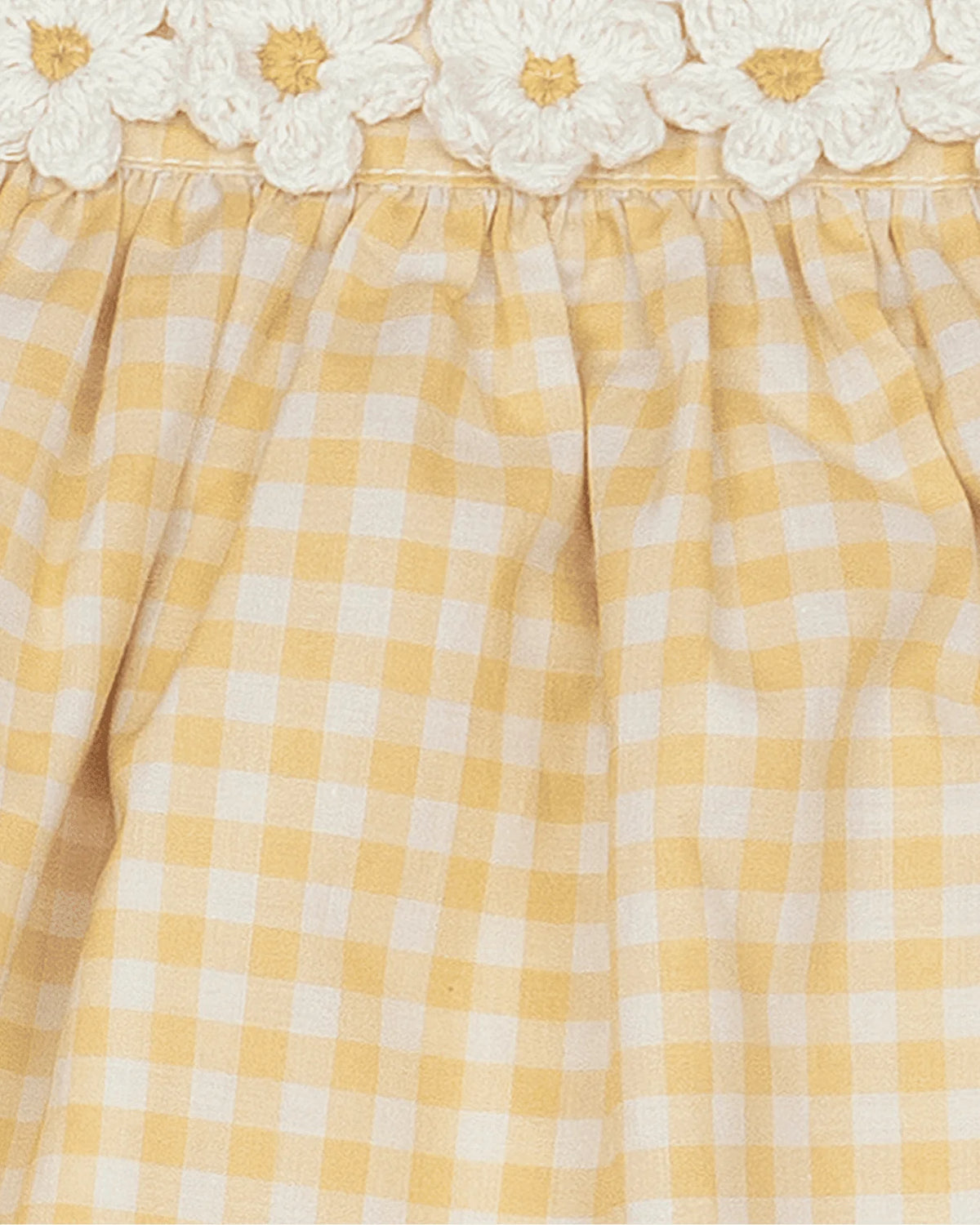 Crochet Daisy set Yellow Gingham