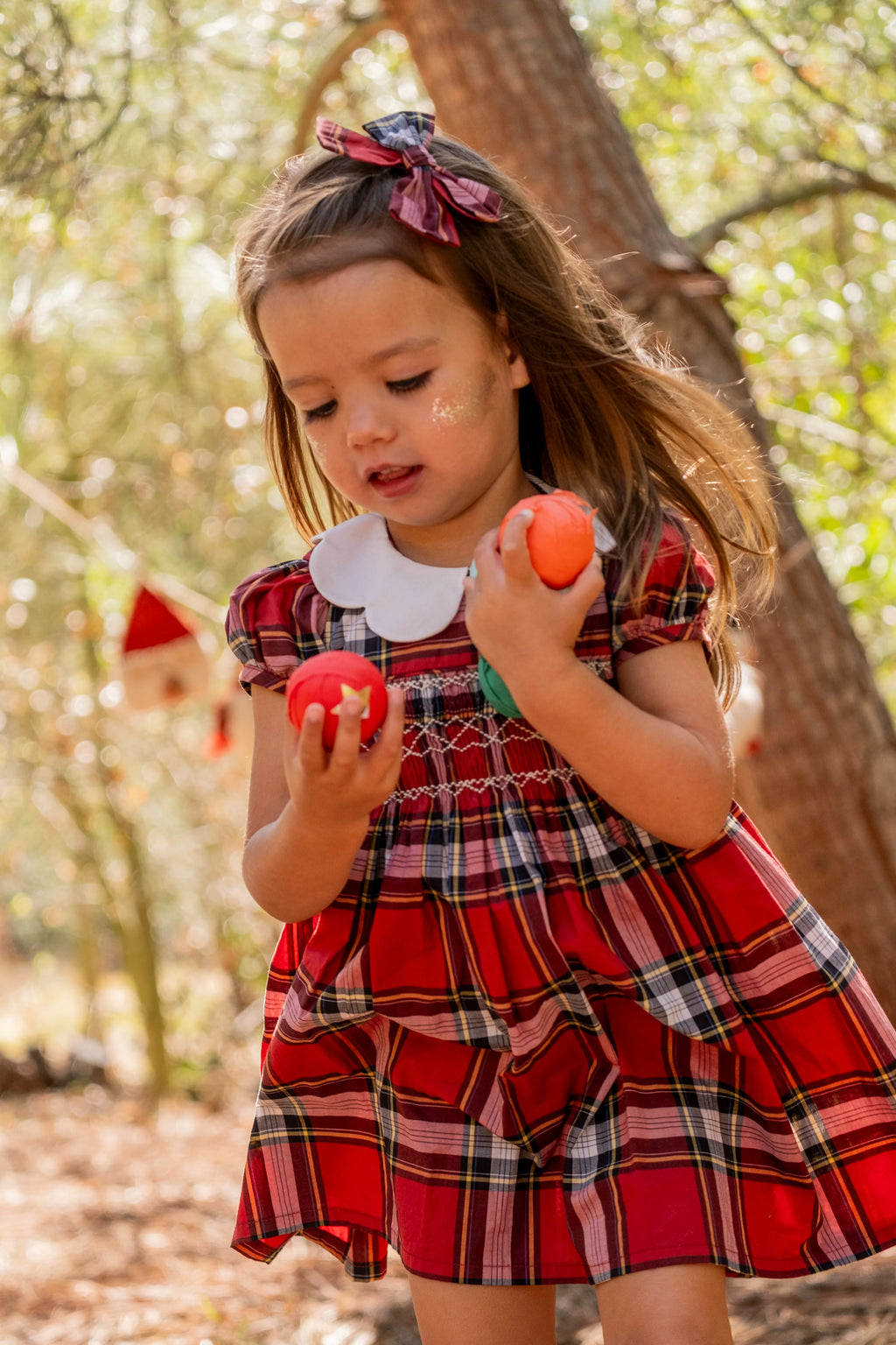 Scallop Dress - Tartan Red