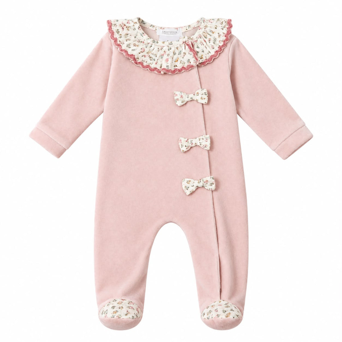Dusky Pink Velour Sleepsuit