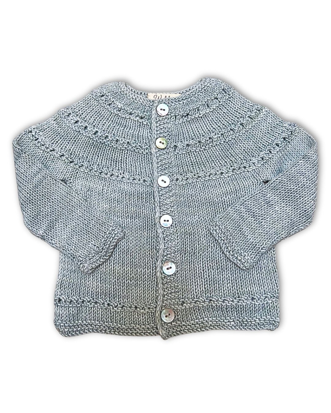 Sueter tejido bordado gris