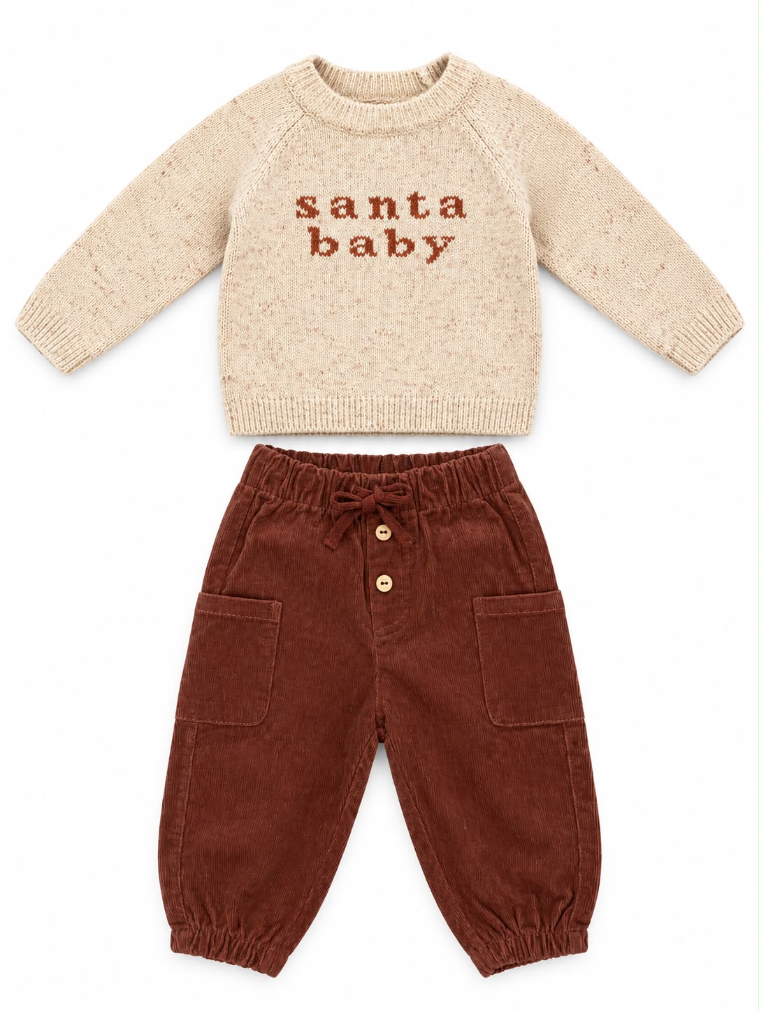KNIT SWEATER SANTA BABY+ BLACK CHERRY PANTS