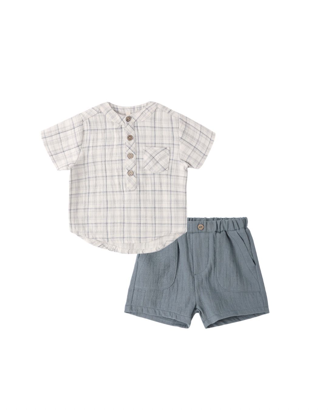 JAXSON SHIRT || BLUE PLAID UTILITY SHORT || OCEAN