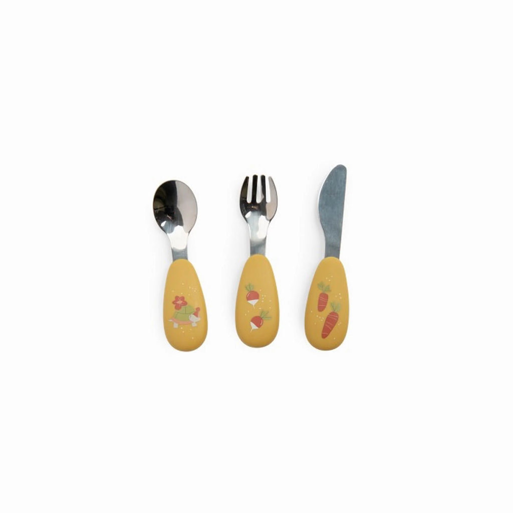 Trois Petits Lapins Set of 3 Baby-Safe Silicone and Stainless Steel Cutlery