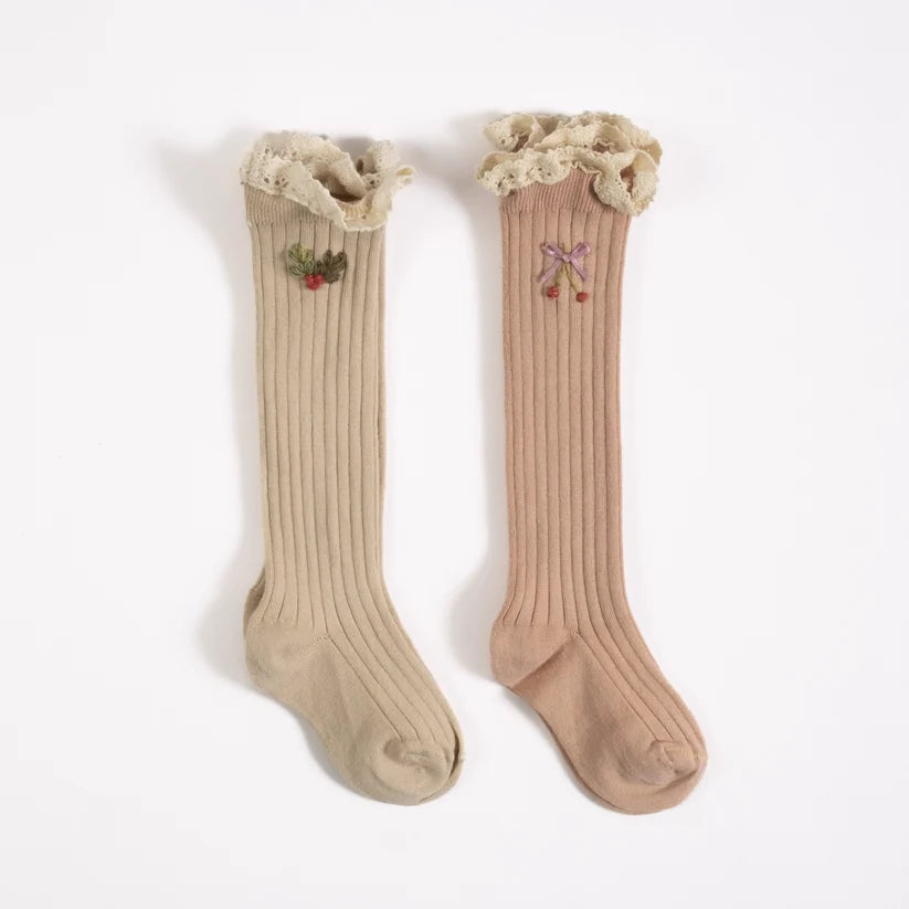 EMBROIDERED SOCK SET ERU DUSTY PINK