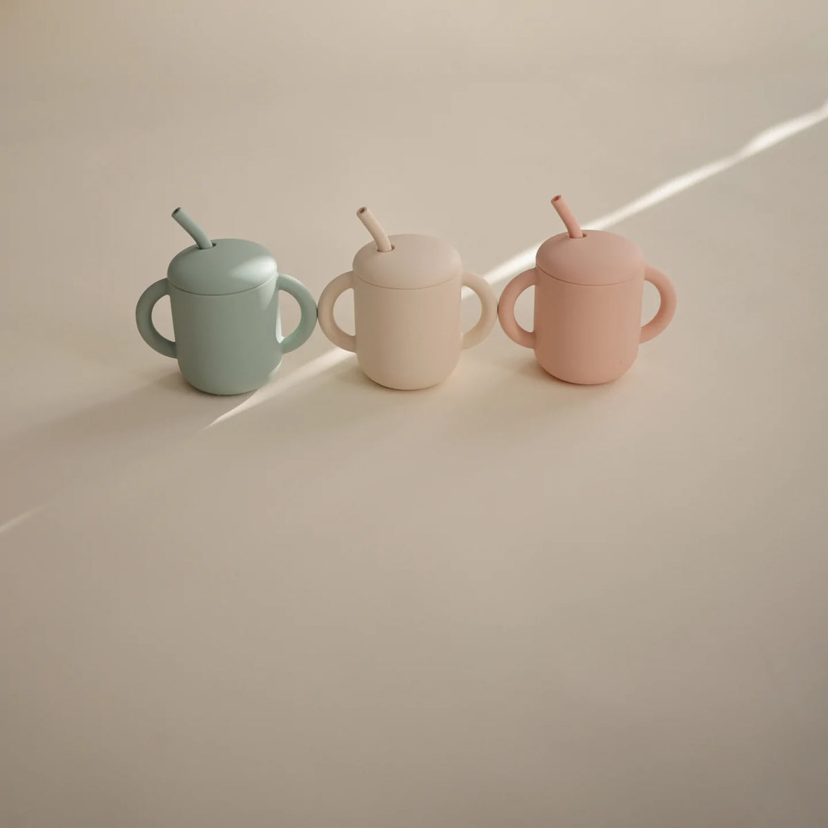 Silicone Training Cup + Straw, Blush