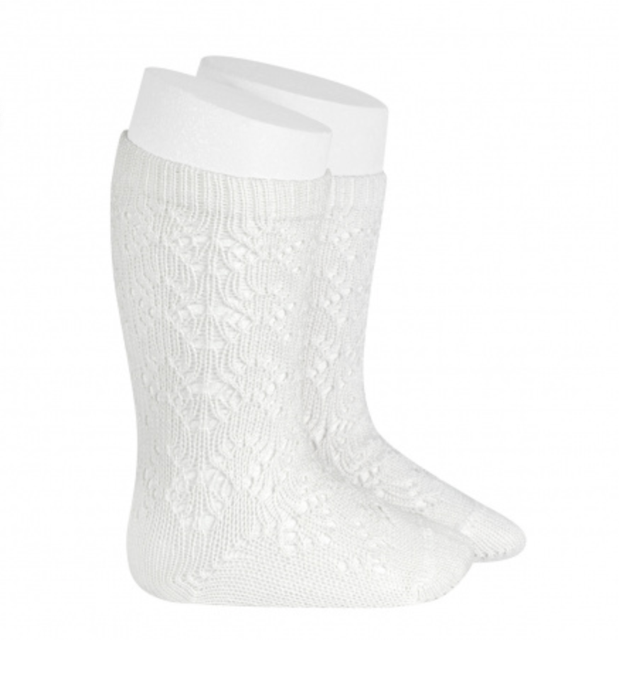 Perle Geometric Openwork Knee High Socks 25072