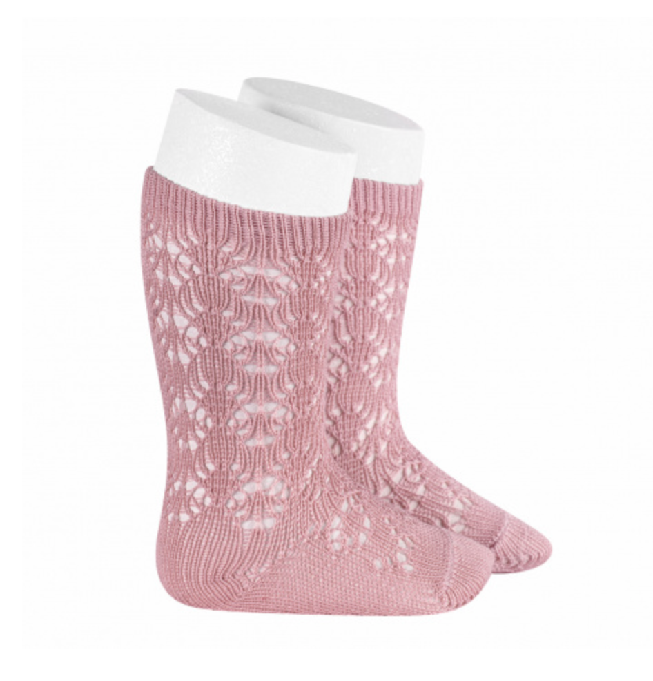 Perle Geometric Openwork Knee High Socks 25072