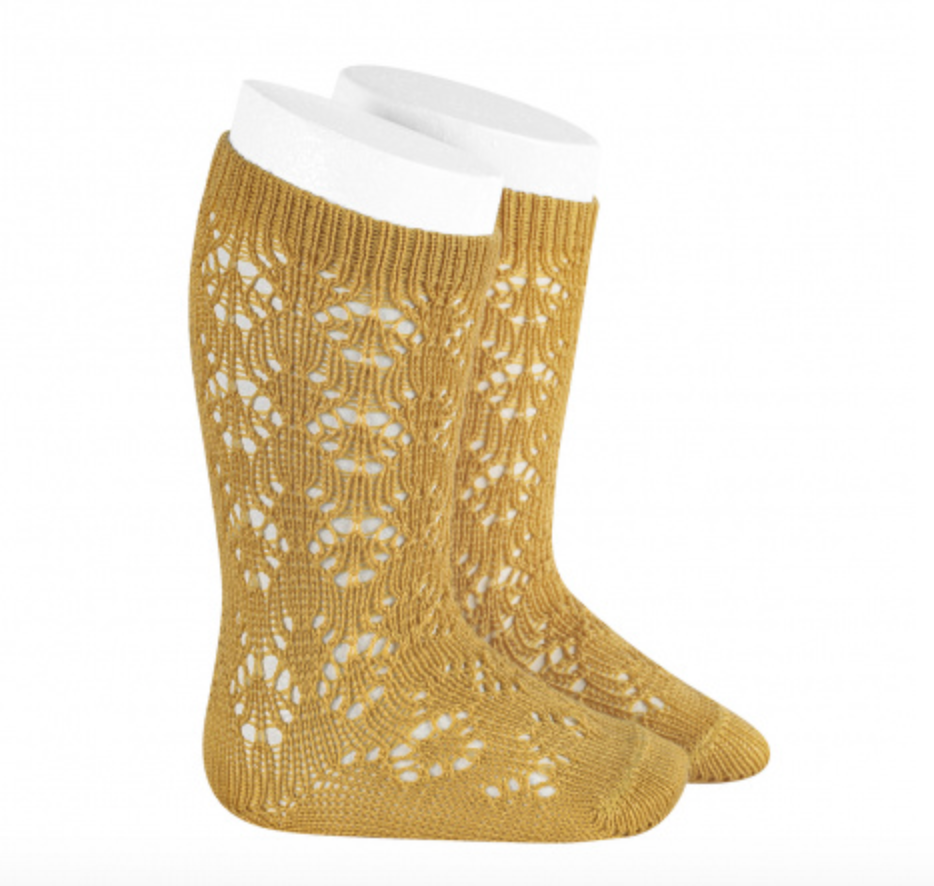 Perle Geometric Openwork Knee High Socks 25072