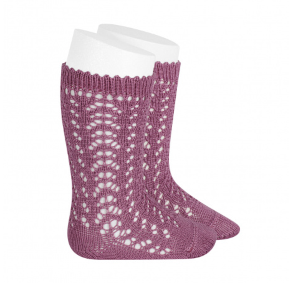 Cotton Openwork Knee-High Socks 25182