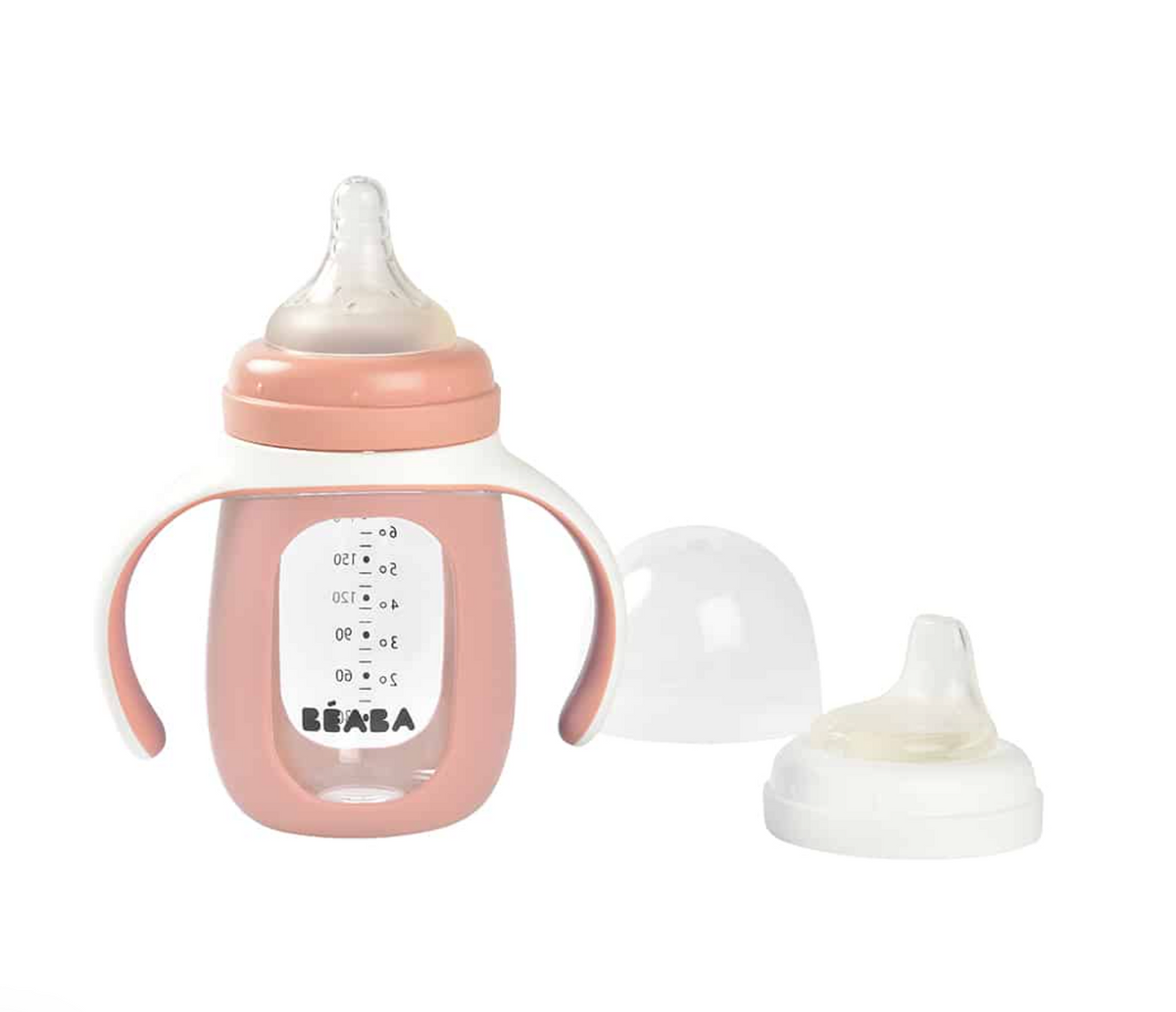 Glass Bottle with Silicone Protective Sleeve 210 ml- Pink