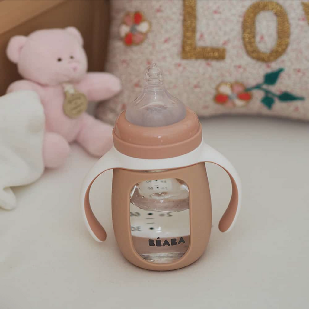Glass Bottle with Silicone Protective Sleeve 210 ml- Pink