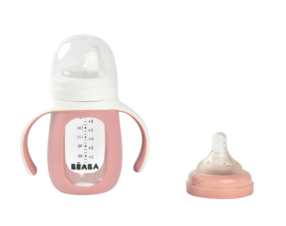Glass Bottle with Silicone Protective Sleeve 210 ml- Pink