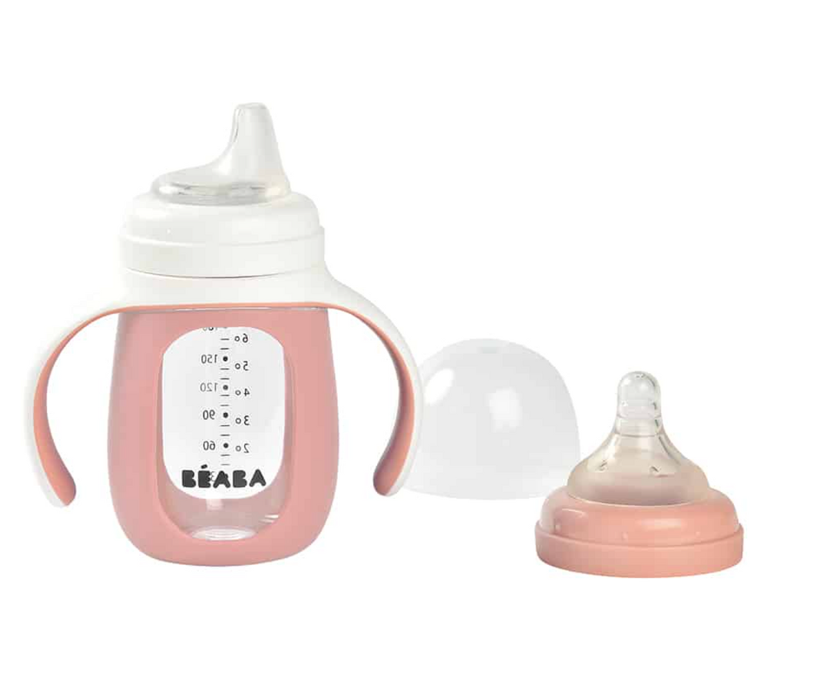 Glass Bottle with Silicone Protective Sleeve 210 ml- Pink